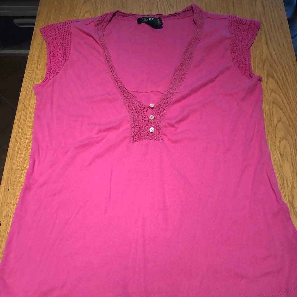 Ralph Lauren Pink V-neck Blouse